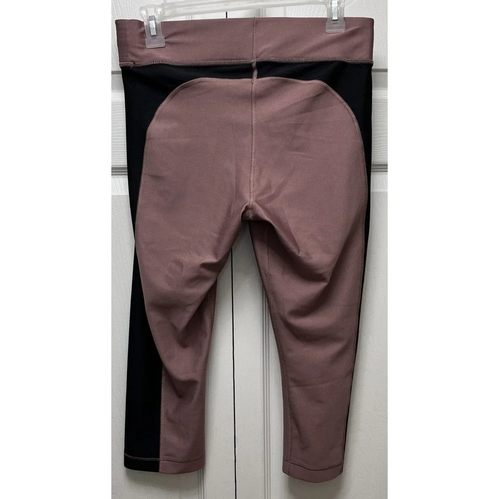 Under Armour Heat Gear Womens Compression Capri Leggings Pink And Black Strips L